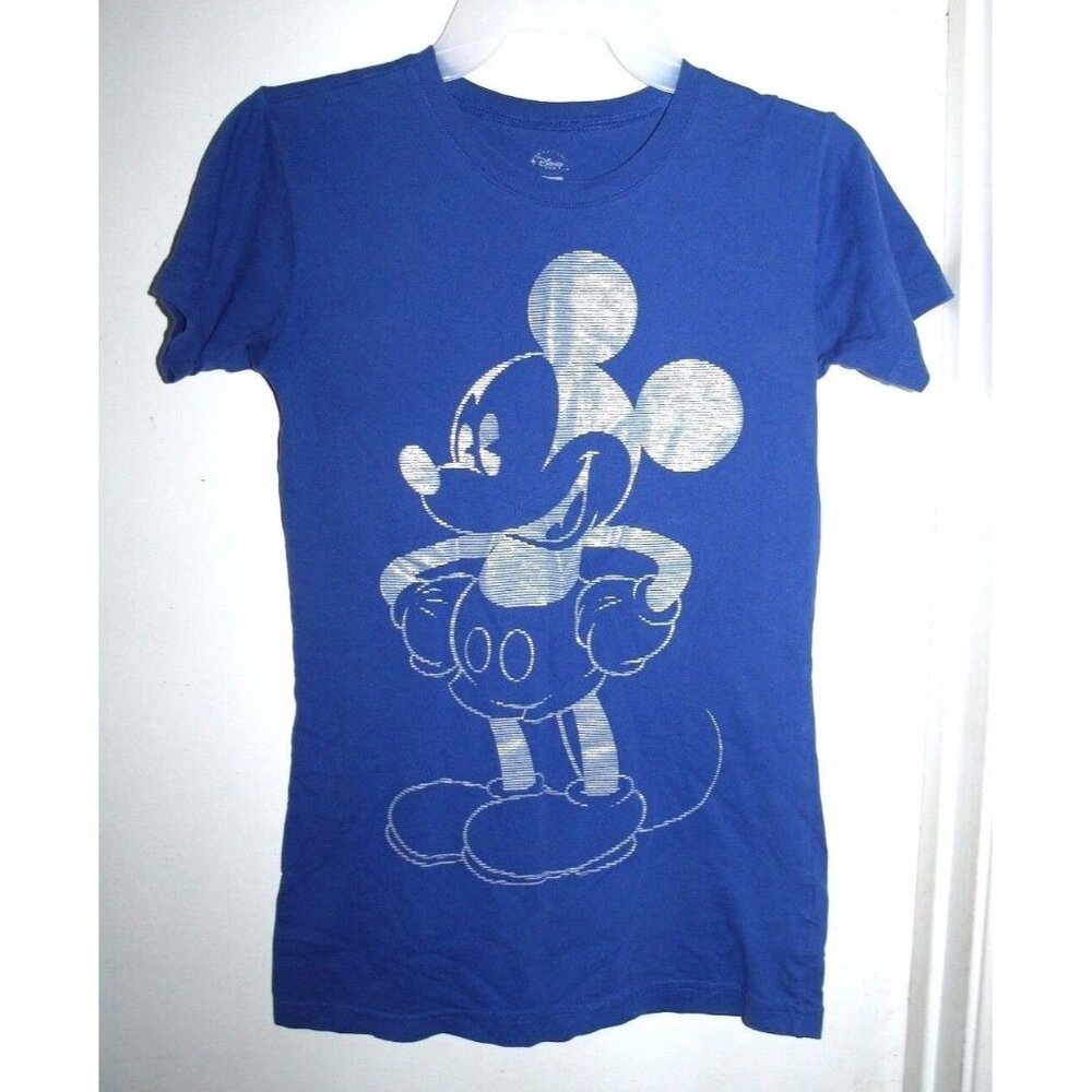 Disney Store Blue and Silver Mickey Mouse T-Shirt Top Juniors Size XS